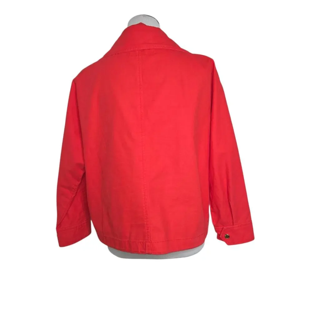 Michael Kors Bold Orange Cropped Canvas Jacket Sz Medium